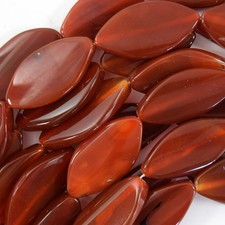 36mm red carnelian marquise beads 14" strand