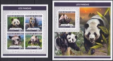 DZ1059 ! IMPERF 2018 DJIBOUTI PANDAS BEARS WILD ANIMALS FAUNA #2199-2+BL1143 MNH