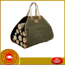 Firewood Carrier - Waxed Canvas Wood Carrier for Firewood, Heavy Duty Log...