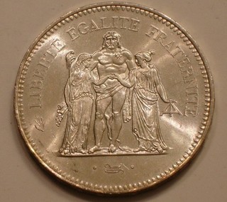 1978 SILVER 50 Francs of France GEM BU .8682 oz ASW HERCULES LADY LIBERTY JUSTI