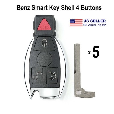 5pcs fit for Mercedes Benz Smart Key Shell 4 Buttons work for XHORSE CG BE Key