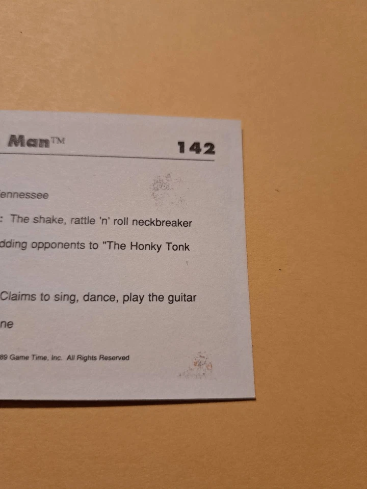 Tarjeta coleccionable de lucha libre Honky Tonk Man 1989 WWF #142 Game Time Foto 4 de 4