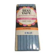 Vtg JP Coats Double Fold Bias Tape Cotton Blend 4 Light Blue, 4 Yards NOS