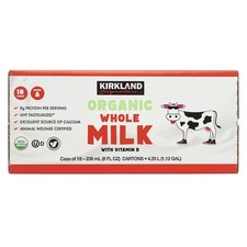 Kirkland Signature Organic Whole Milk, 8 Fluid Ounce Pack of 18
