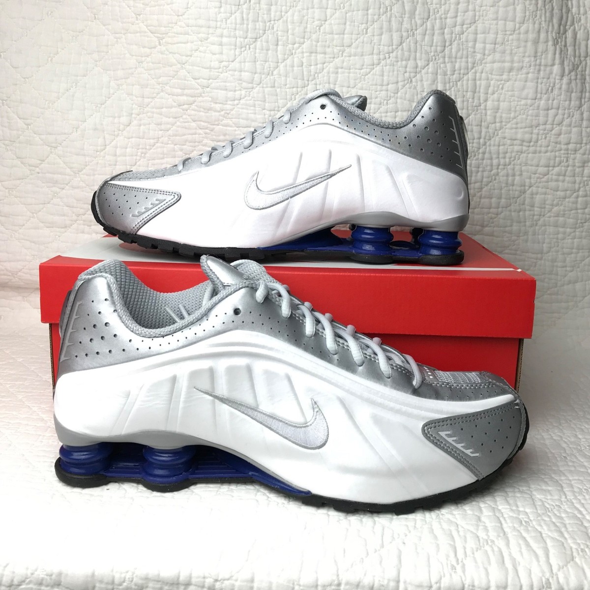 Nike Shox R4 Shoes Men's SZ 10 White Metallic Silver HQ1988-102 | eBay