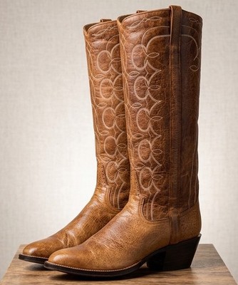Rod Patrick Custom Womens Cowboy Boots Brown Leather Blunt Toe Tall Size 10.5 AA
