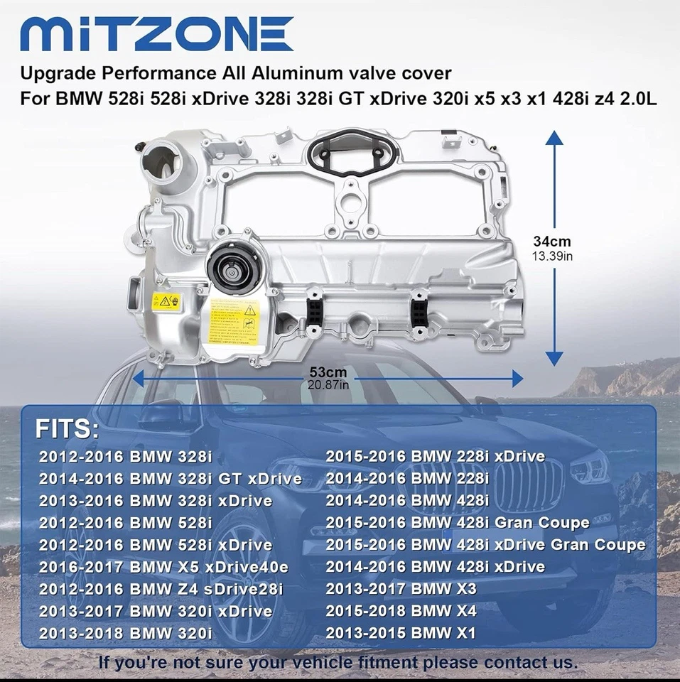 Upgrade ALUMINUM Valve Cover for BMW N52 E70 E82 E90 E91 328i 528i 128i X3 X5 Z4 Foto 4 de 4