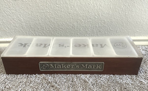 Makers Mark Bar Condiment Caddy 6 Trays Wood Metal Plastic