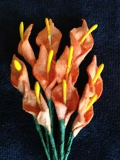 10 Lilies lily Calla orange Handmade Mulberry Paper Flowers Wedding stargazer