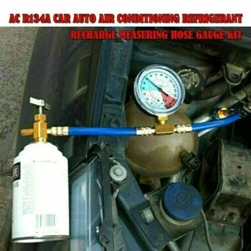 Car AC Air Conditioning R134A Refrigerant Recharge Hose w/ Pressure Gauge DE - Bild 14 von 21