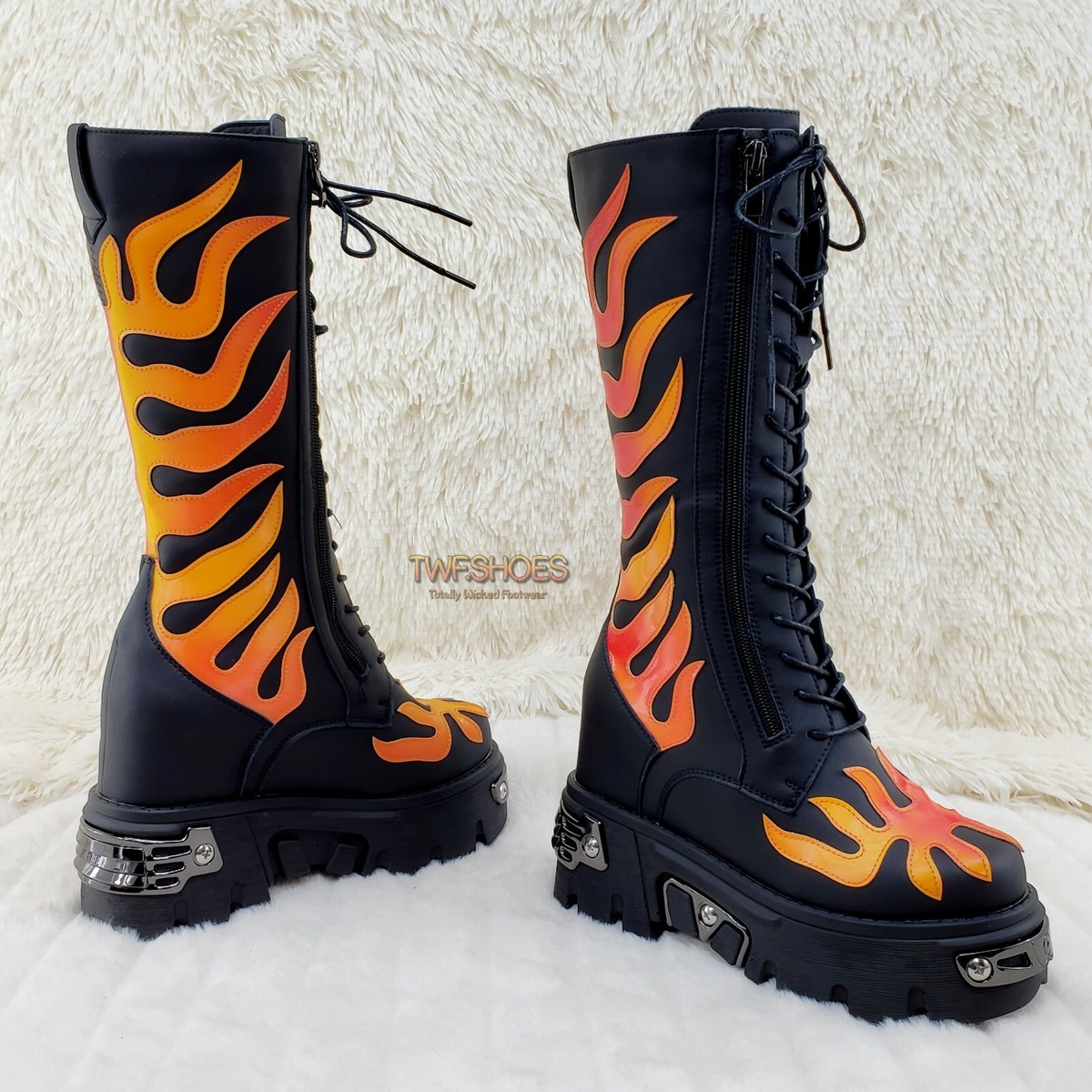 Wang Reflective Flame Punk Goth Rock 2