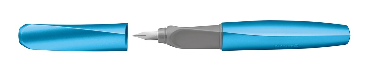 Pelikan Füllhalter Twist P457, Farbe Frosted Blue (Eisblau), Mit Lasergravur – Inkl. Taschen-Clip