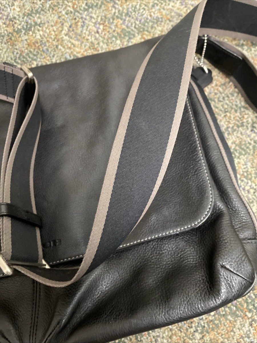 COACH Heritage Web Black Leather Messenger Bag #F70556 | eBay COACH Heritage Web Black Leather Messenger Bag #F70556 | eBay