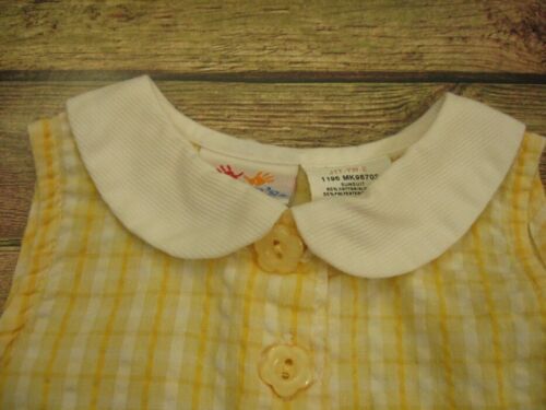 Vintage Girls Butter Yellow Plaid Bubble Romper Flower 3-6 Mo. Carter's Pastel - Picture 2 of 10