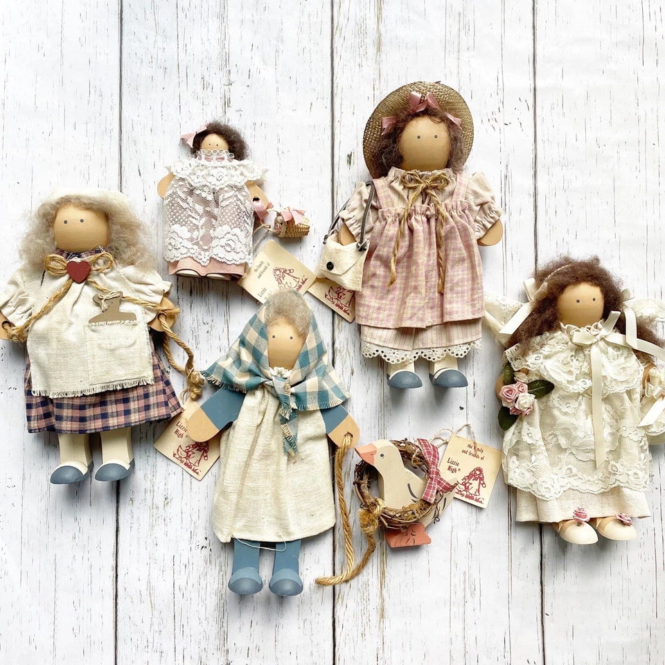 Lizzie 高木制娃娃 复古 20 世纪 80 年代 娃娃 5 件装 婚礼 Rebecca Bowman — 第 2/4 张图片