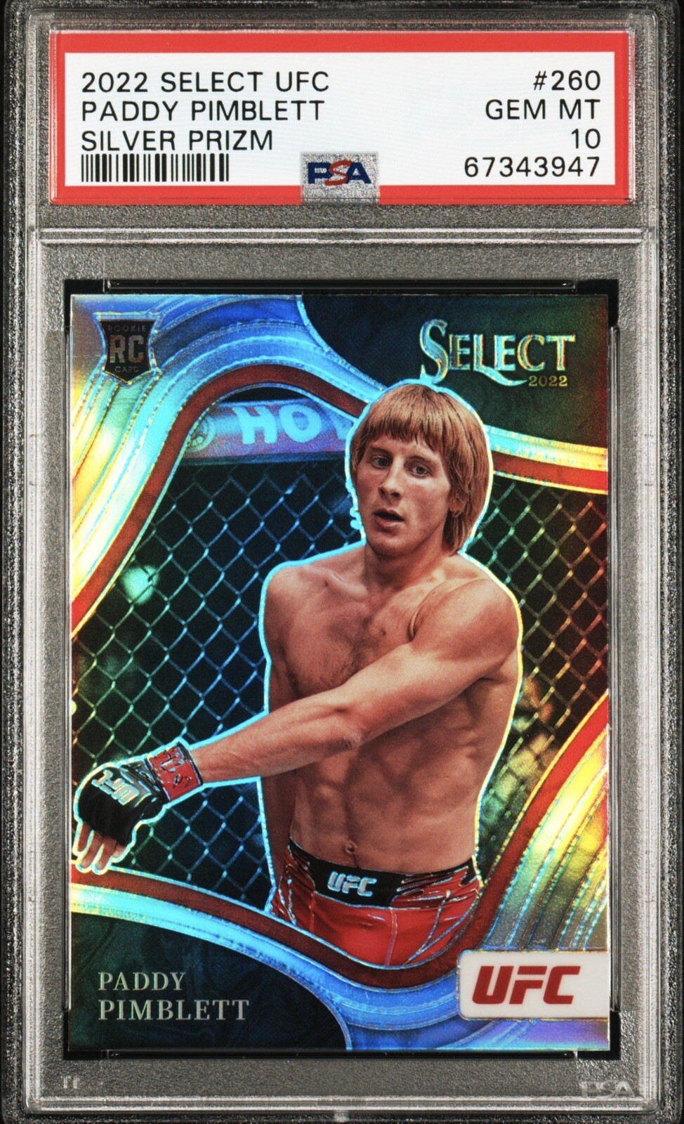 2022 Panini Select UFC Paddy Pimblett Octagonside 260 Silver Prizm Rookie PSA 10