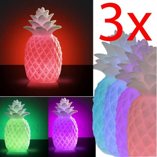 3 X LED COLOUR CHANGING PINEAPPLE MOOD LIGHT TABLE LAMP LIGHTING BEDROOM DECOR - Picture 1 of 1