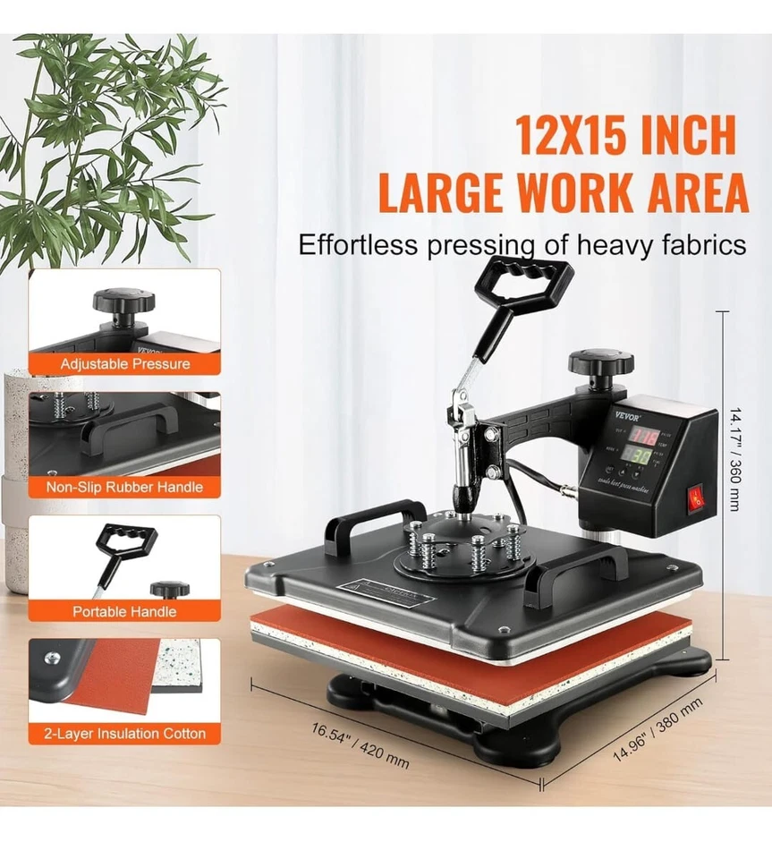 Termopressa Vevor 8 In 1 Da 38x30 Cm - Immagine 2 di 4