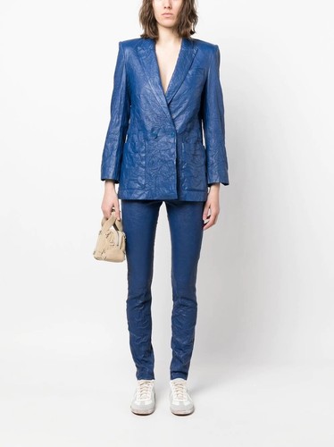 2023 Zadig & Voltaire Visko Creased Leater Jacket Size 34 Ocean 748 $ NEU - Bild 1 von 6