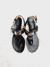 Coach Danielle Mini Wedge Black Sandal with silver Hardware Womens Size 8B