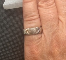 Unique FAS Sterling Silver Hugs Textured Brushed 6mm Wide Band Ring Size 6