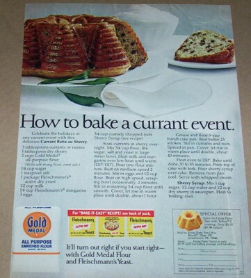 1978 print ad - Gold Medal flour Currant Baba au Sherry cake recipe Advertising