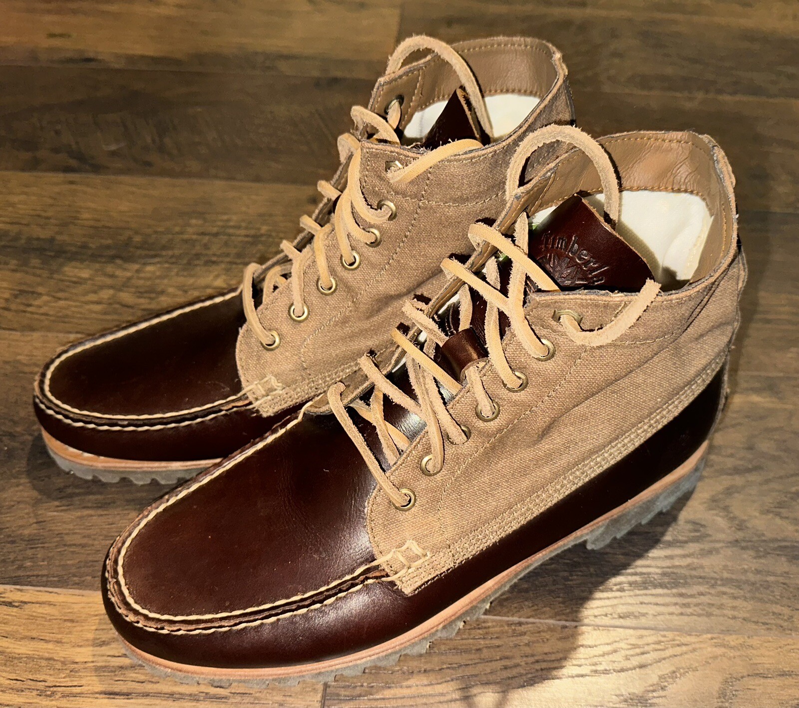 Timberland Handsewn Brown 7-Eye Chukka Boot Wheat w/ Wax Canvas A13UF Size  9.5 - AbuMaizar Dental Roots Clinic