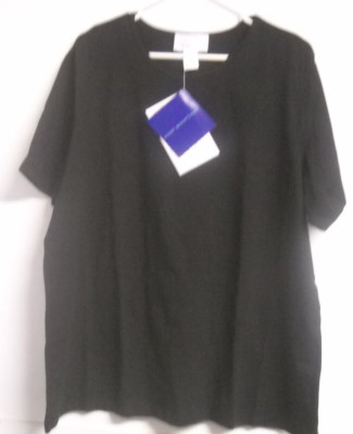 SUSAN GRAVER STYLE  1X  QVC STYLE COTTON T-SHIRT WOMEN'S CLOTHING BLACK