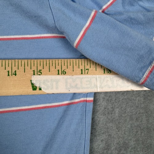 Johnnie O Polo Shirt Boys 12 Blue Pink Striped Pocket Collared Cotton Hangin Out - Picture 8 of 9