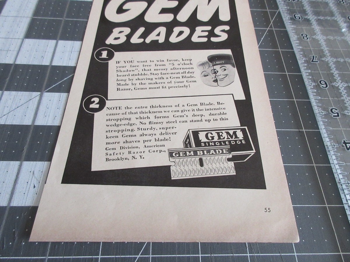1943 Gem Razor Shaving Ad Avoid the '5 o'clock Shadow | eBay