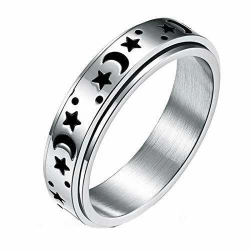 Amazon.com: FASACCO 12PCS Spinner Rings for Anxiety for Women Men Stainless  Steel Fidget Ring Anti Anxiety Ring Moon Star Flower Stress Relieveing Rings,  Size 11 : Toys & Games