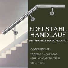 Corrimano in acciaio inox con angolo 50 cm giunto snodato ringhiera parete V2Aox