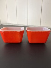 Vintage Pyrex Small Red Refrigerator Dish Good Condition!!! ***2 Of Them***