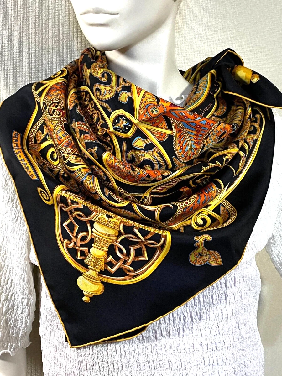 Dark Blue/White Monogram Silk Scarf // Louis Vuitton Paris // 100% Silk //  Made In France