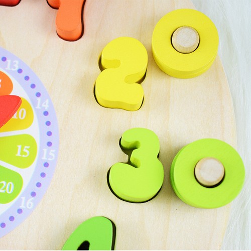 Children Educational Wooden Clock kids Montessori ring stacking Numbers Colours - Picture 6 of 8