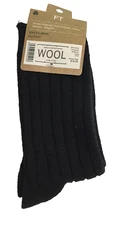 Unisex Black Crew socks 70% Wool blend, shoes size 24-28 cm