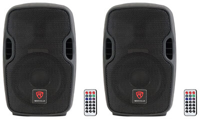 (2) Rockville BPA8 8'' Professional Powered Active 300w DJ PA Speakers+Bluetooth