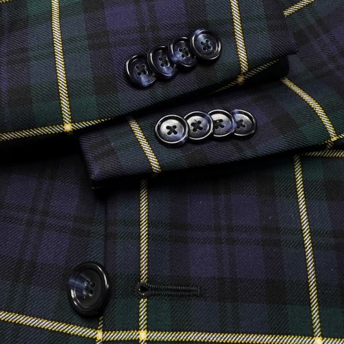 Black Watch Tartan Plaid Wool Full Suit Jacket Pants Wool 46 L XL Men's Fredrick - Picture 7 of 19
