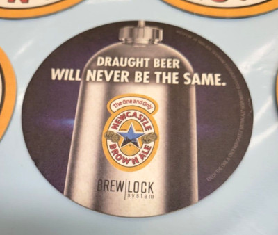 7 NEWCASTLE BROWN ALE 2 SIDED BAR COASTERS 2014               - U