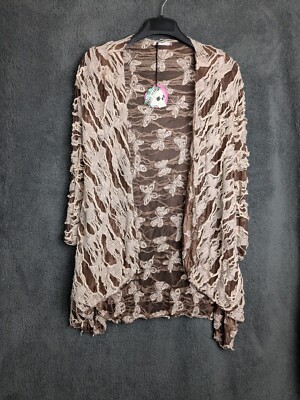 Yeah Yeah ladies size M/L brown padded kimono destroyed look New