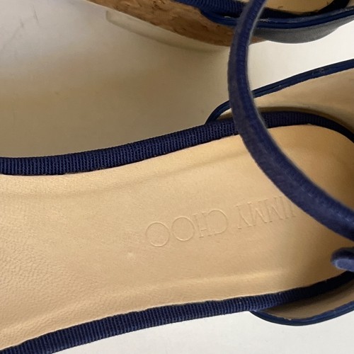Jimmy Choo Blue Watersnake Ankle Strap Cork Sandals Women’s Size 42 US 12 - Picture 7 of 21