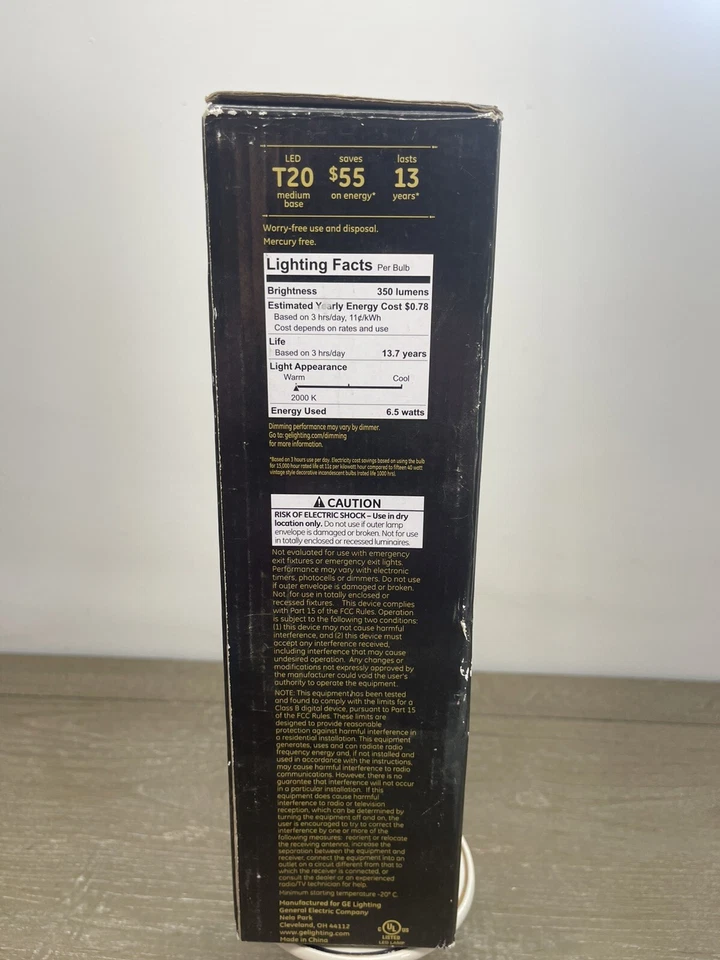 GE Vintage Style LED T20 Light Bulb Warm Candle Light Amber Glass Medium Base - Image 4 of 4