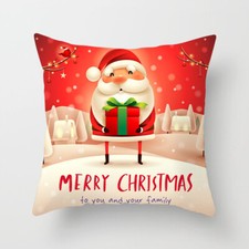 Throw Pillow Santa Christmas pillowcase snowman Cute Bright Colors 7.7  X 7.7  