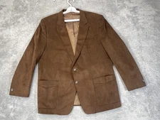 Vintage Riviera Western Blazer Mens 44 Brown Faux Suede Sport Coat Jacket 70s