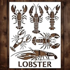 Lobster Stencil  Reusable 8.5 inches x 11 inches, milk white