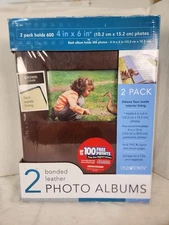 Bonded Leather Photo Albums 2pk Brown