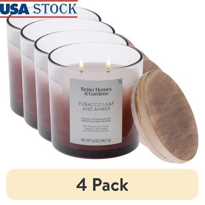Tobacco Leaf Amber Scented Candle 2 Wick 12oz Ombre Jar Home Decor Aromatherapy