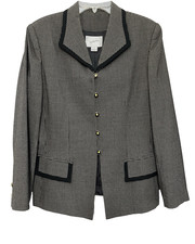 Jacqueline Ferrar Women  s Suit Jacket Blazer Houndstooth Size 10