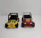 Tonka Yellow Jeep & Brown Jeep With Roll Bars Pressed Steel Toy Cars