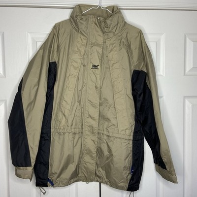 HELLY HANSEN - HellyTech Mens Size Large Hooded Tan Jacket Coat Nylon Walk